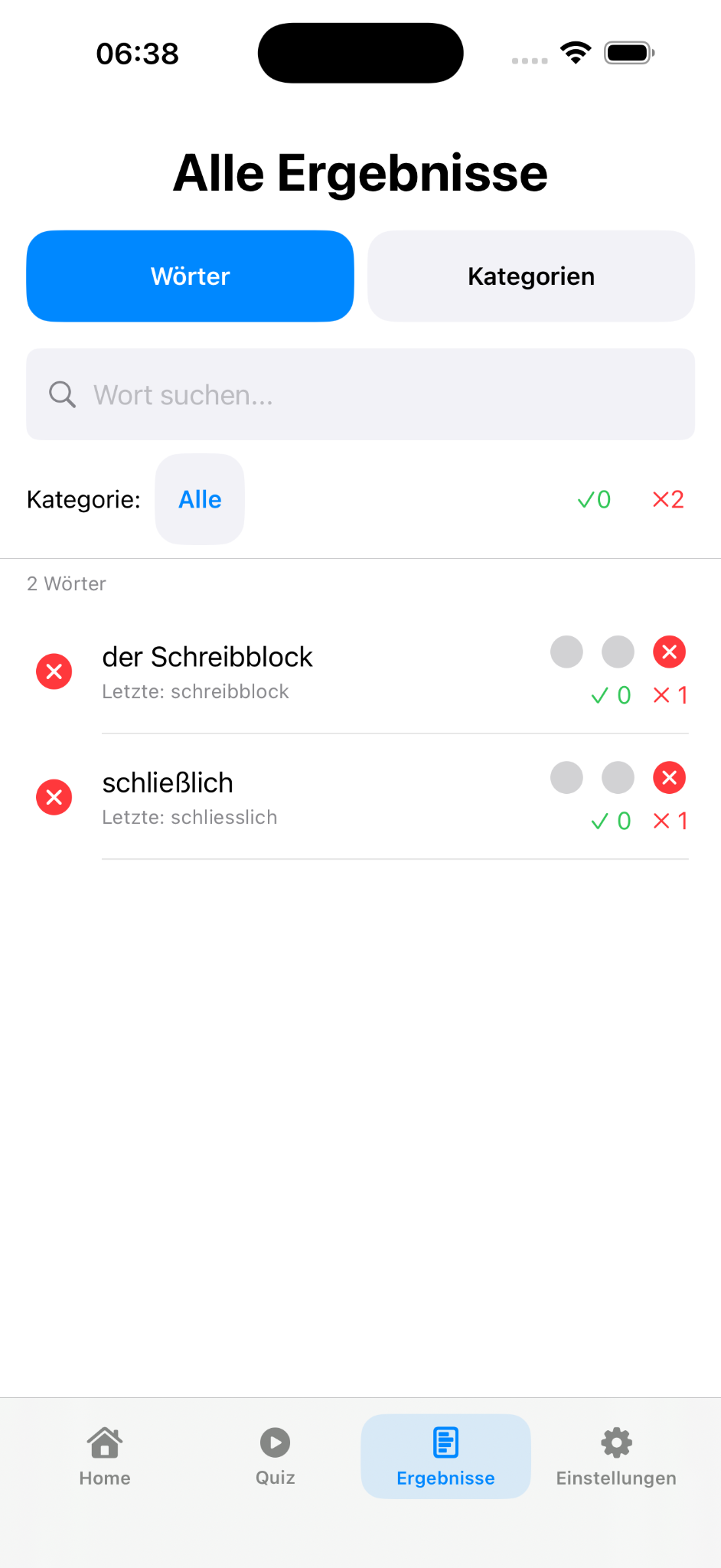 Schreibmama Wort Ergebnisse